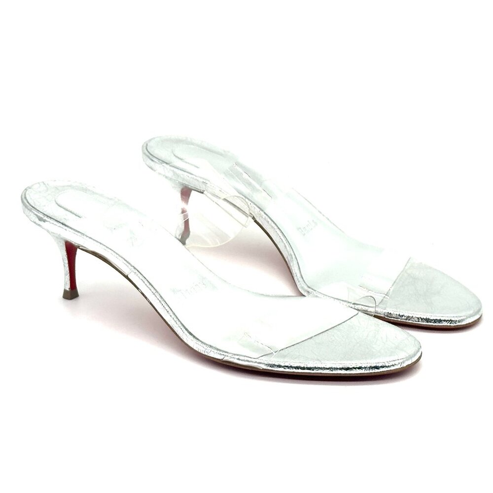 Christian Louboutin JUST NOTHING 55 Leather Mule Sandal Heels Slides Shoes - Picture 10 of 16